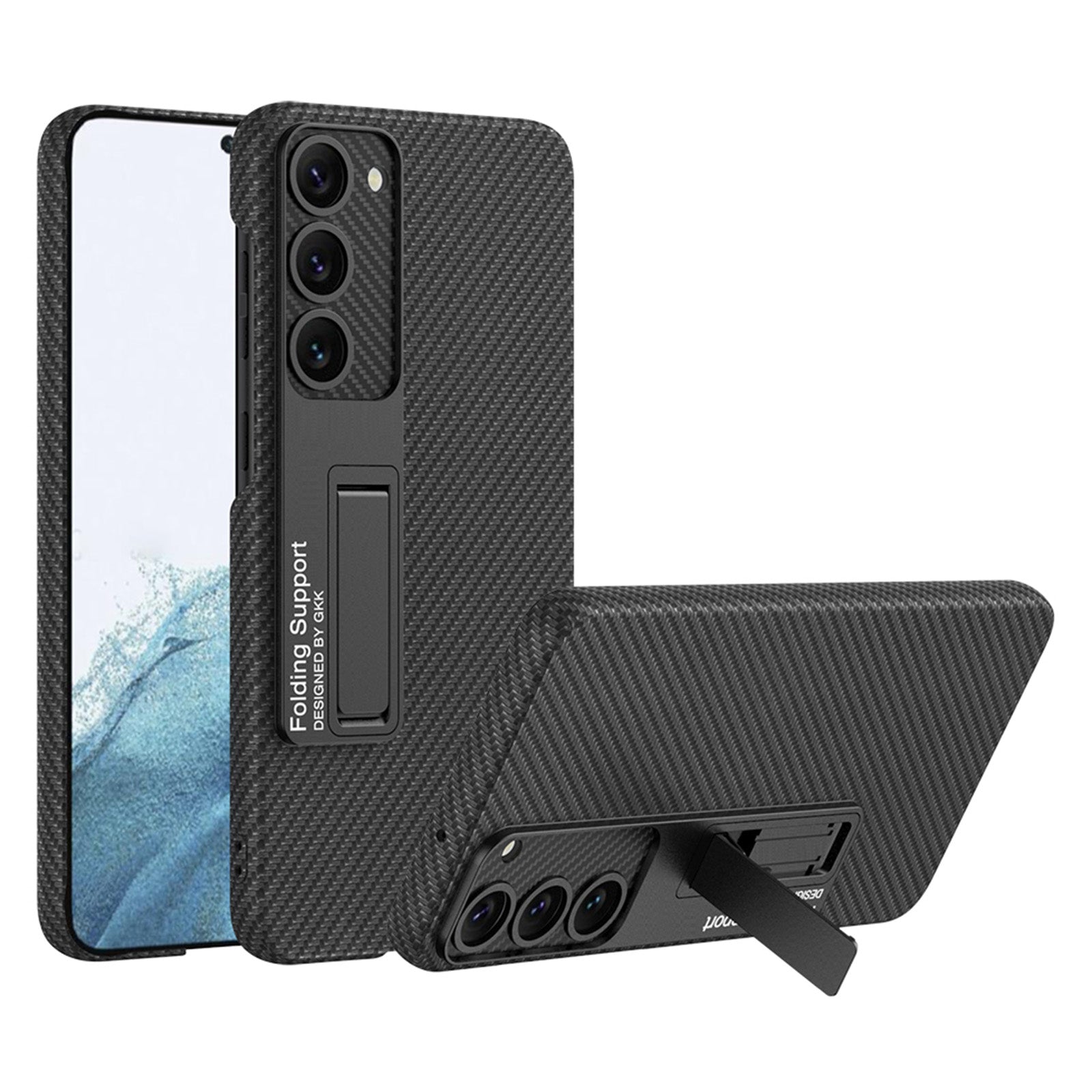 GKK For Samsung Galaxy S23 PU Leather Coated Hard PC Protective Phone Case with Hidden Kickstand Support Wireless Charging GKK For Samsung Galaxy S23 PU Leather Coated Hard PC Protective Phone Case with Hidden Kickstand Support Wireless Charging